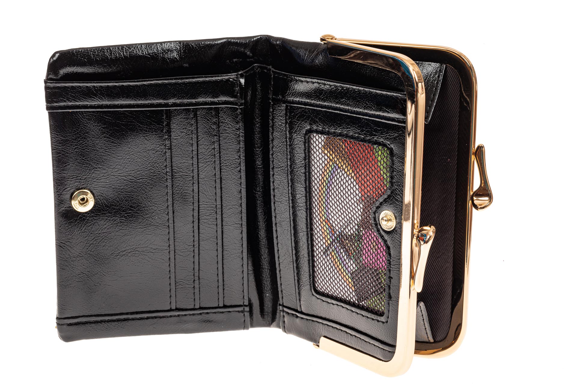 На фото 2 - Женское портмоне из искусственной кожи, цвет черный