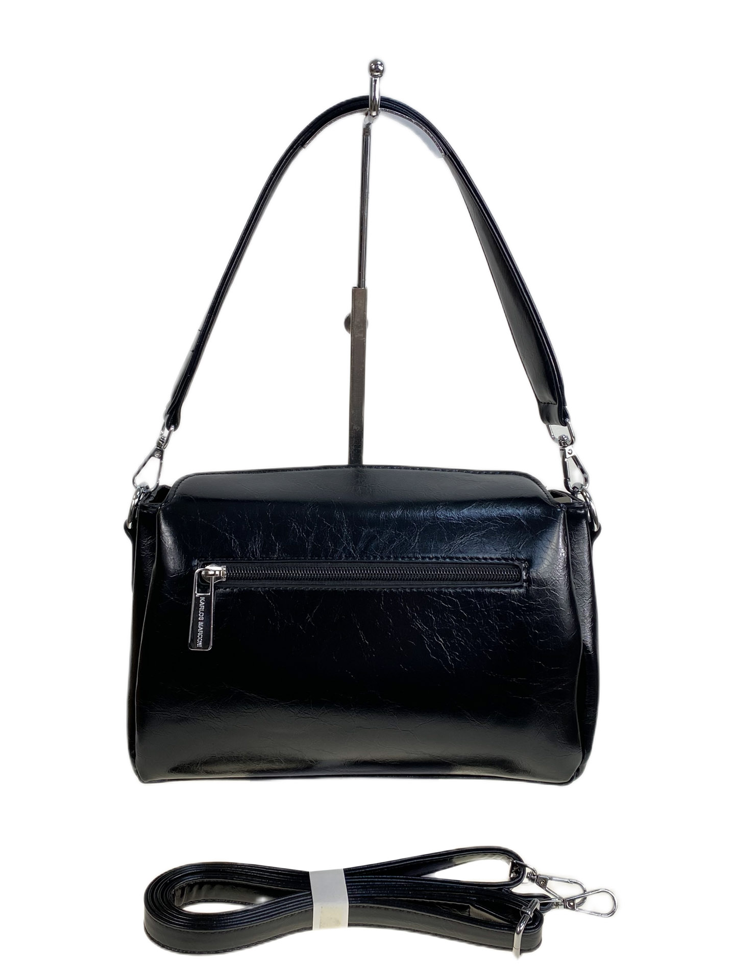 На фото 2 - Женская сумка из искусственной кожи, цвет черный