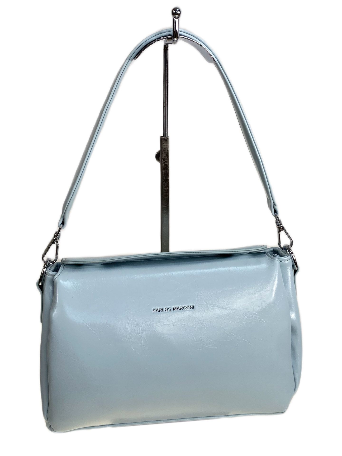 На фото 1 - Женская сумка из искусственной кожи, цвет голубой