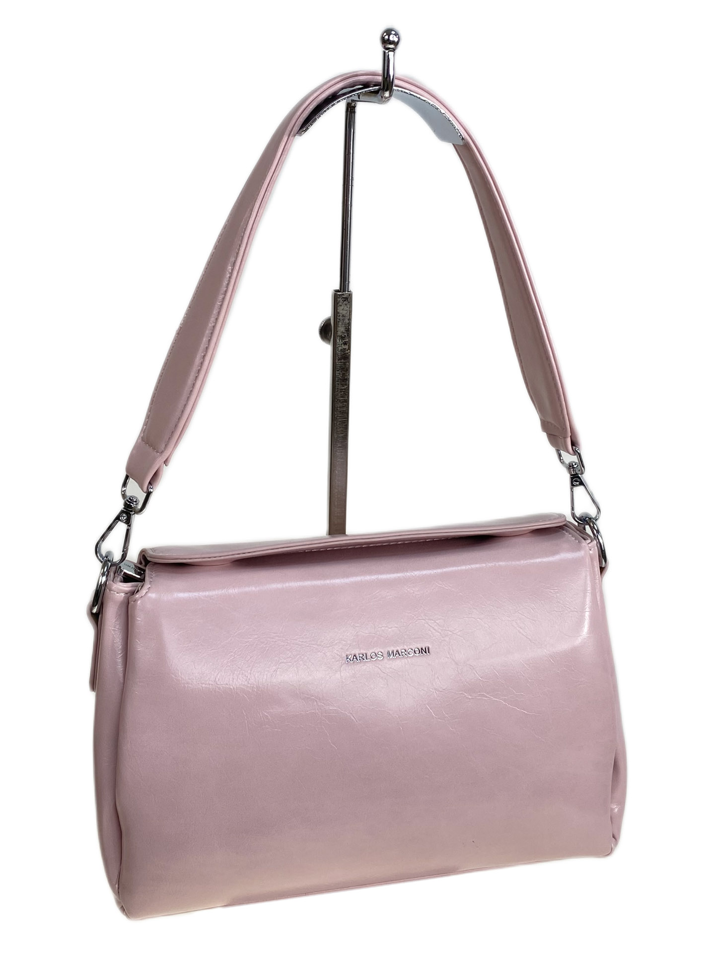 На фото 1 - Женская сумка из искусственной кожи, цвет светло розовый