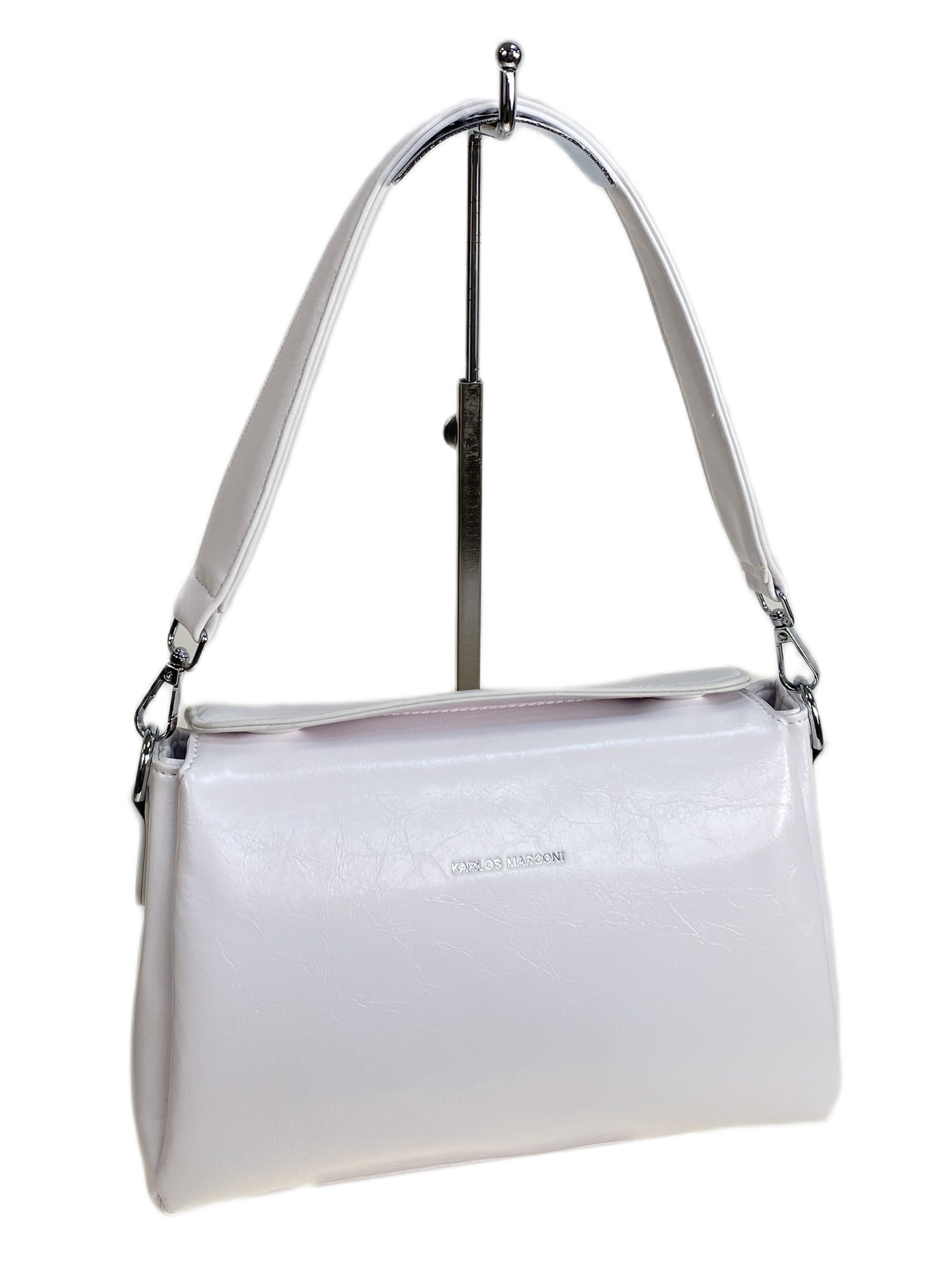 На фото 1 - Женская сумка из искусственной кожи, цвет белый