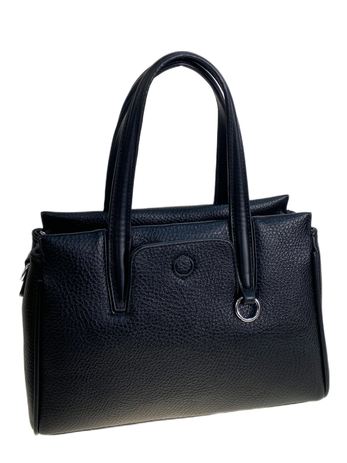 На фото 1 - Женская сумка из искусственной кожи, цвет черный