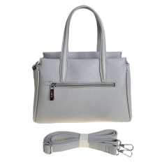 На фото 2 - Женская сумка из искусственной кожи, цвет серо-белый