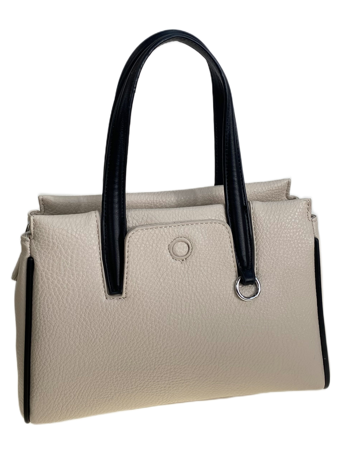 На фото 2 - Женская сумка из искусственной кожи, цвет молочный с черным