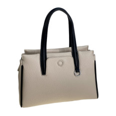 На фото 2 - Женская сумка из искусственной кожи, цвет молочный с черным