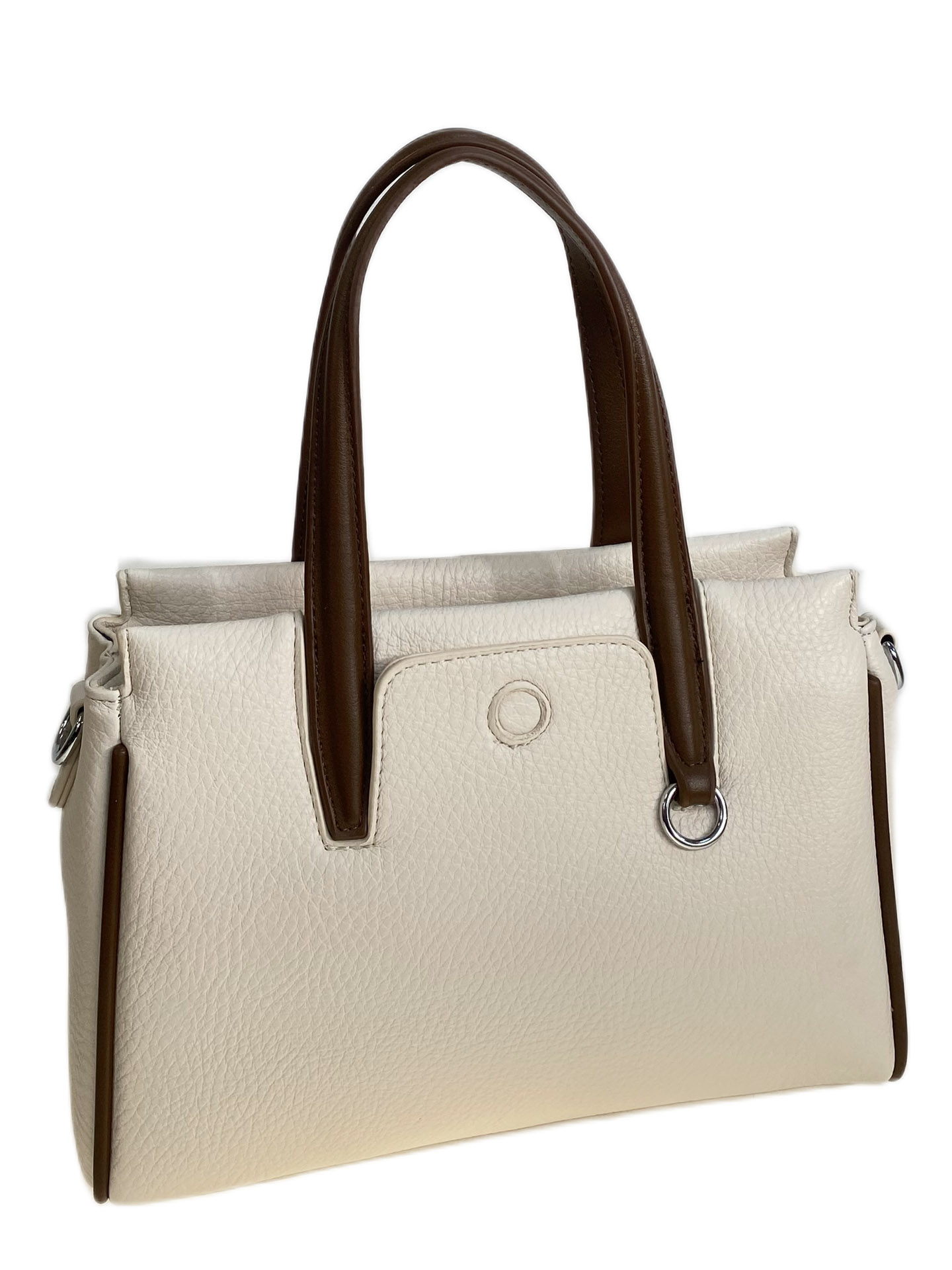 На фото 2 - Женская сумка из искусственной кожи, цвет молочный с шоколадом