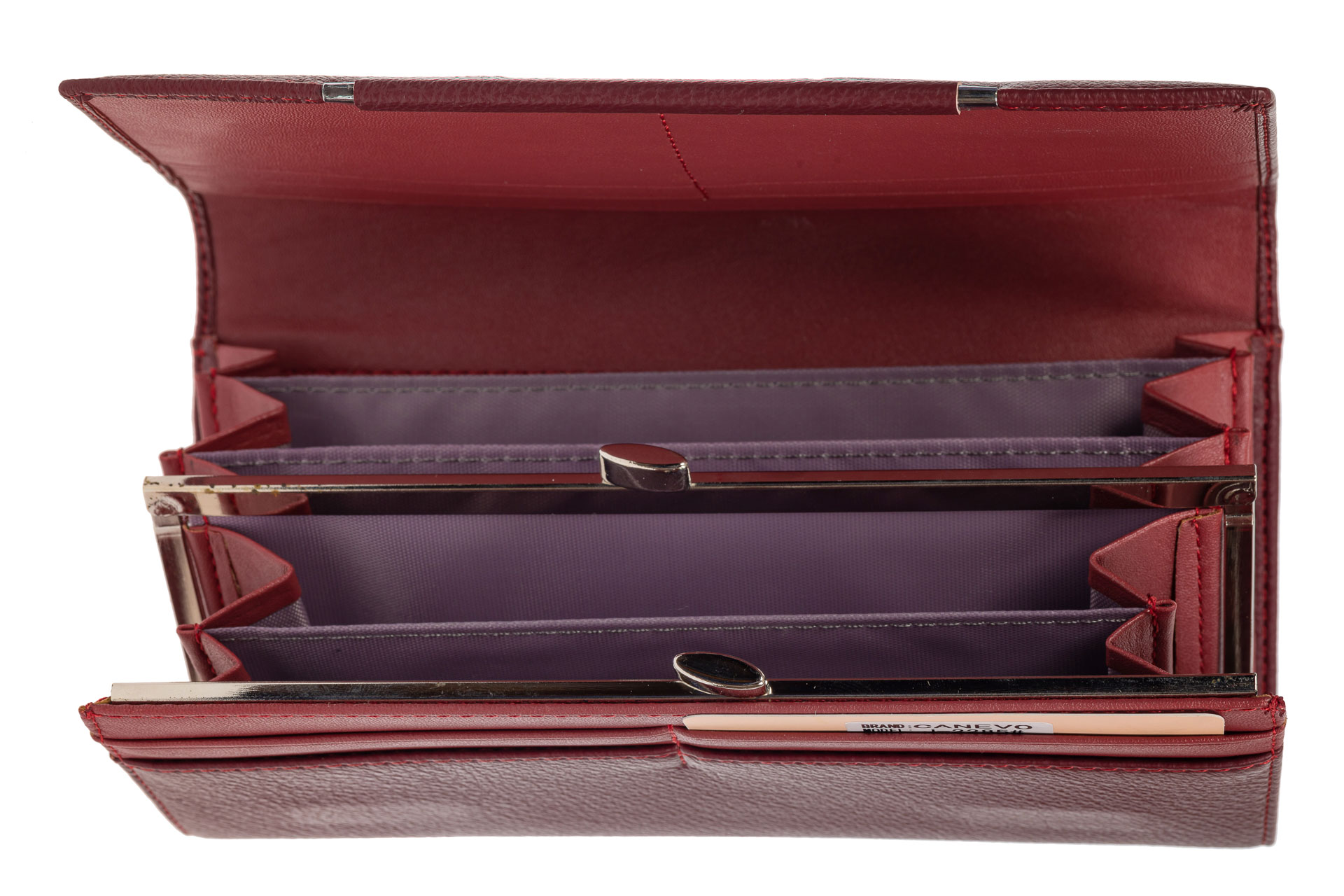 На фото 2 - Женский кошелёк из искусственной кожи с фактурной вставкой, цвет бордовый