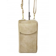 На фото 2 - Женская сумка-портмоне на плечо, цвет  светло бежевый