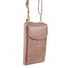 На фото 3 - Женская сумка-портмоне на плечо, цвет  пудра