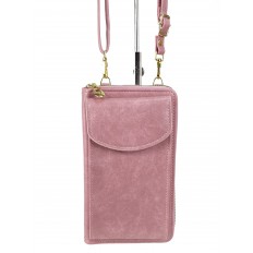На фото 2 - Женская сумка-портмоне на плечо, цвет розовый