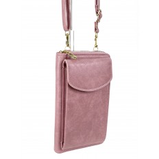 На фото 3 - Женская сумка-портмоне на плечо, цвет розовый
