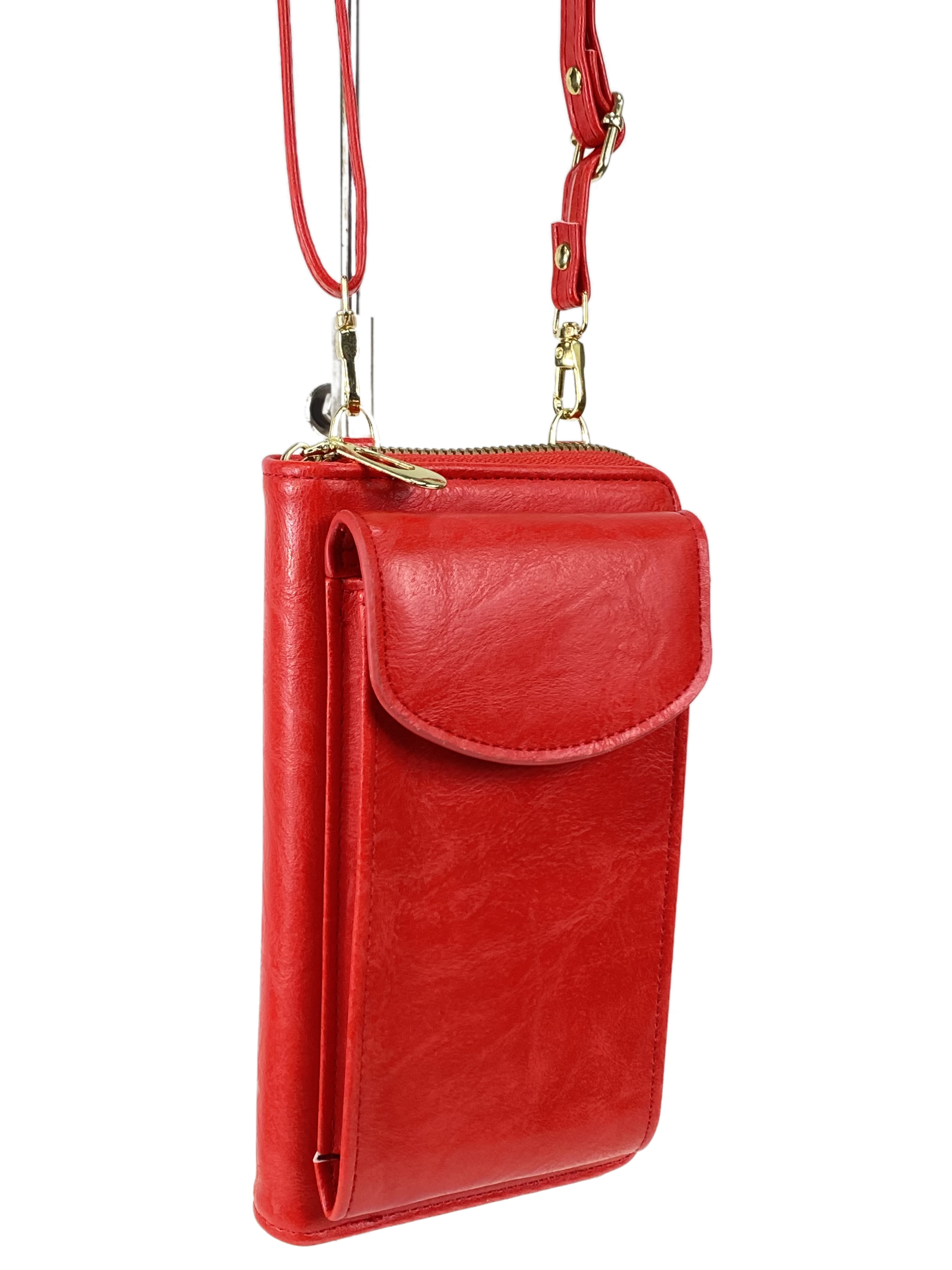 На фото 3 - Женская сумка-портмоне на плечо, цвет  красный