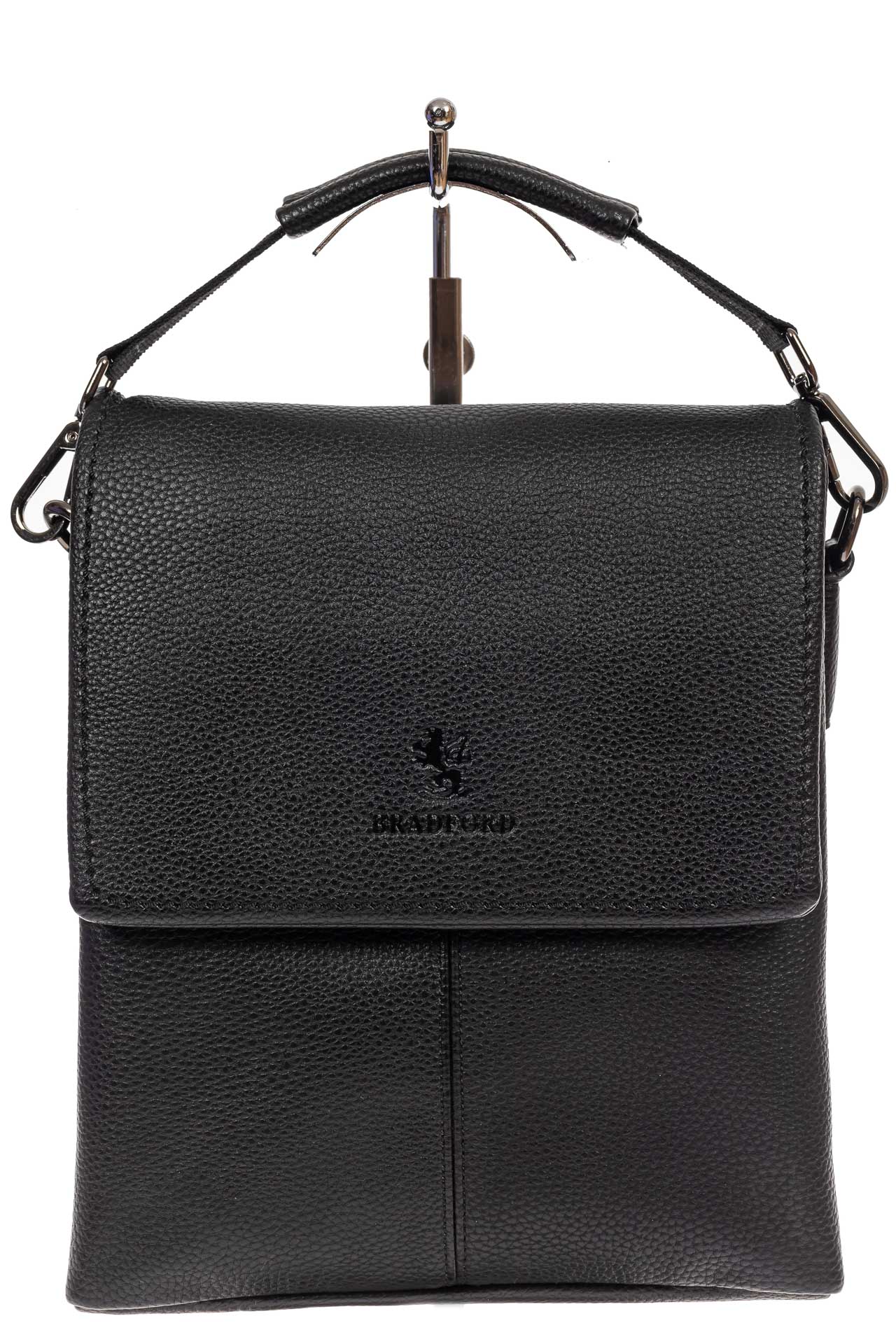 На фото 2 - Чёрная сумка-планшет из фактурной натуральной кожи 