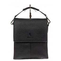 На фото 2 - Чёрная сумка-планшет из фактурной натуральной кожи 