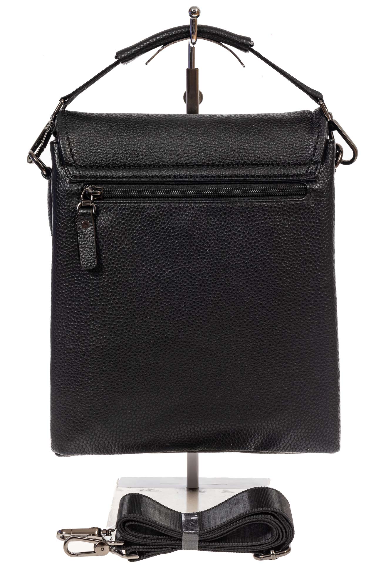 На фото 3 - Чёрная сумка-планшет из фактурной натуральной кожи 