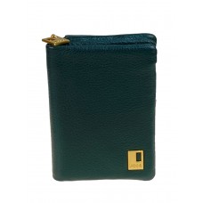 На фото 1 - Женское портмоне из натуральной кожи, цвет зеленый