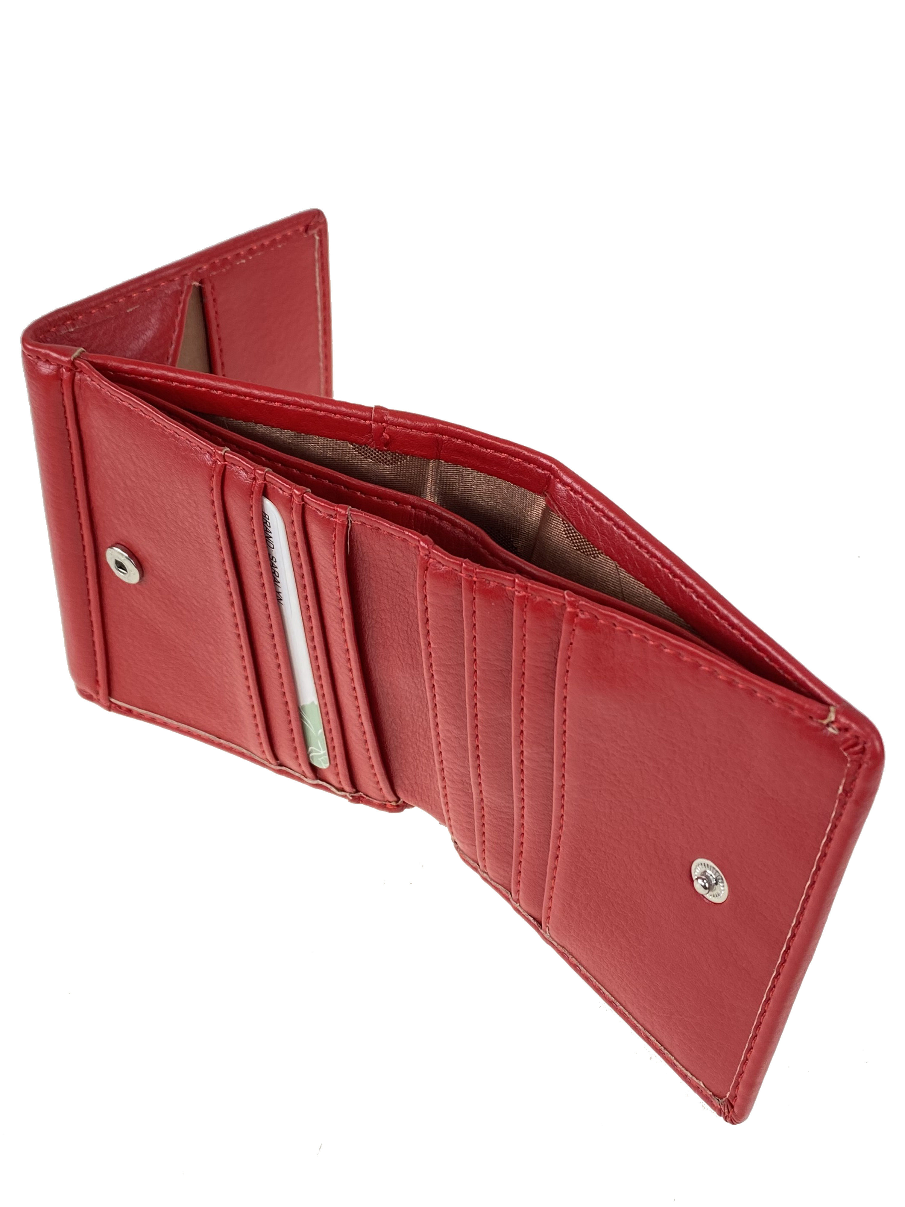 На фото 2 - Женский кошелёк из искусственной кожи, цвет  красный