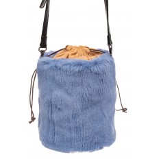 На фото 3 - Меховая сумка-ведро, цвет голубой