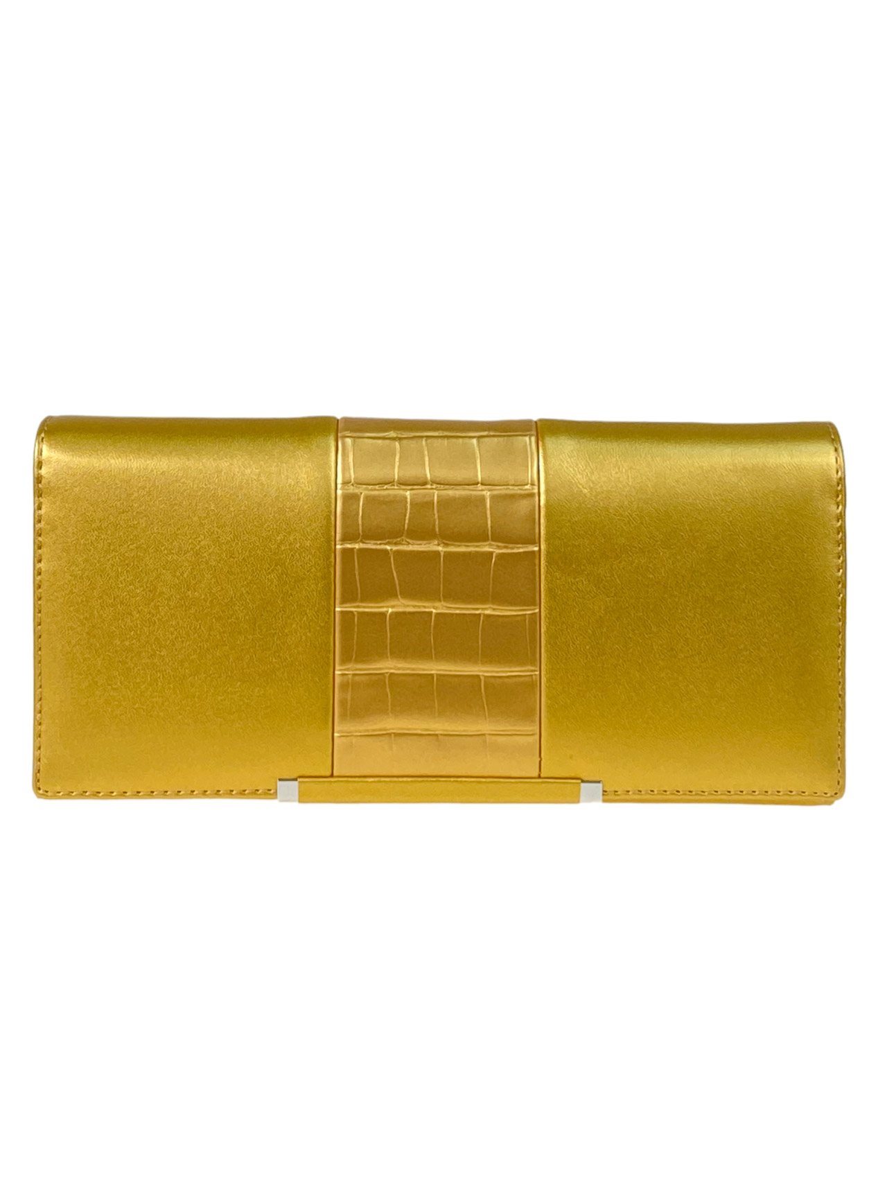 На фото 1 - Женский кошелек из искусственной кожи, цвет золото