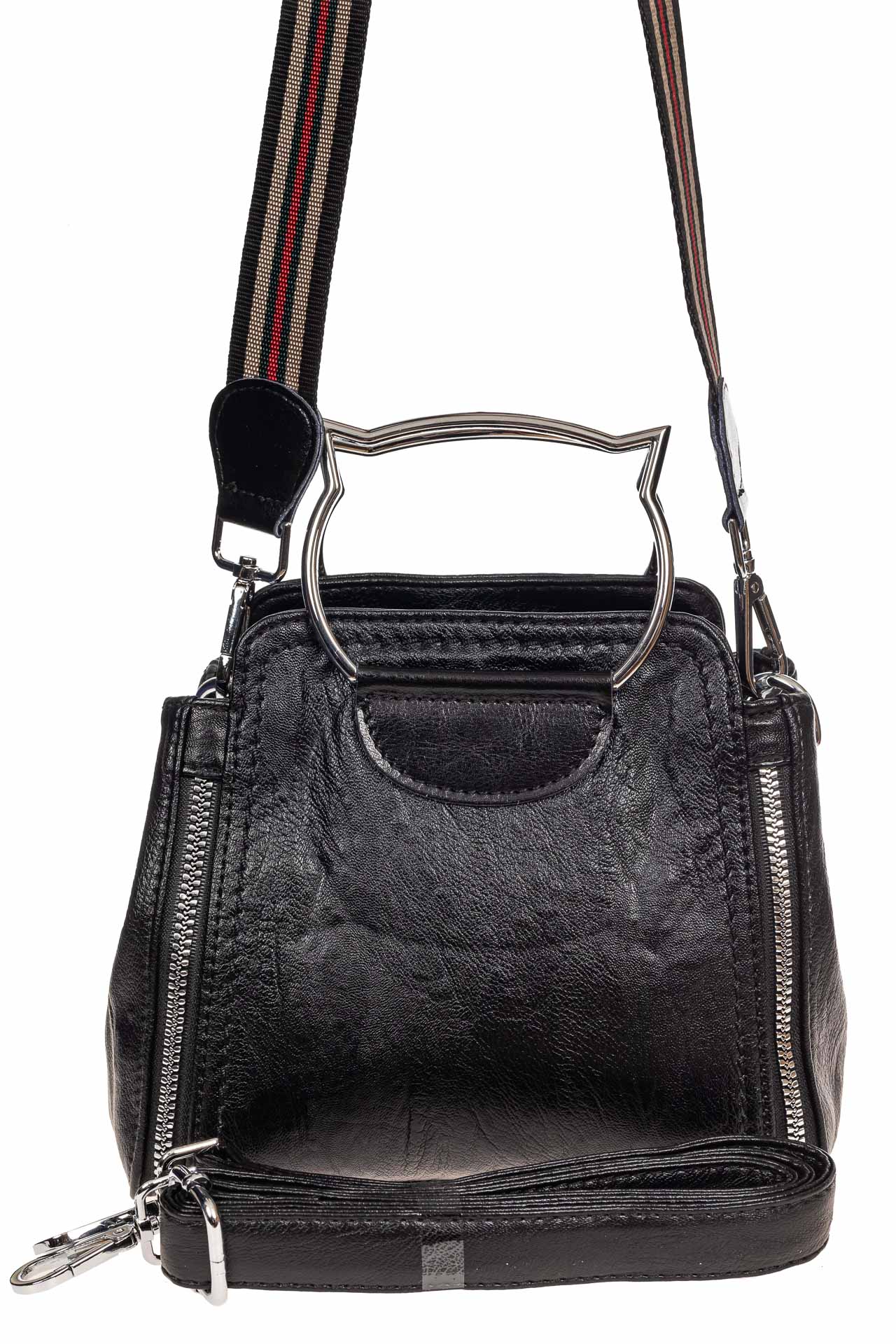 На фото 3 - Маленькая женская сумка из искусственной кожи, цвет чёрный