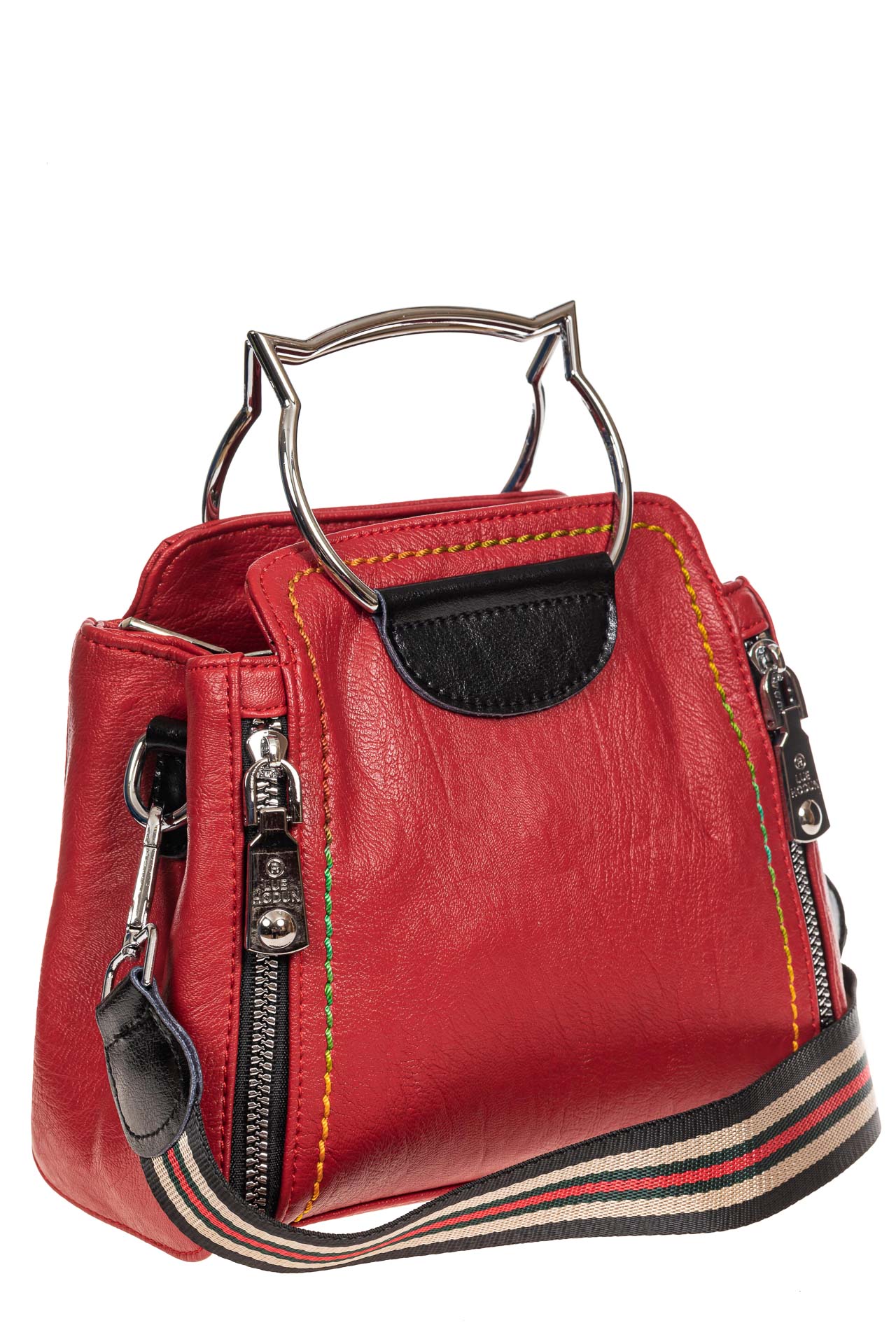 На фото 1 - Маленькая женская сумка из искусственной кожи, цвет красный