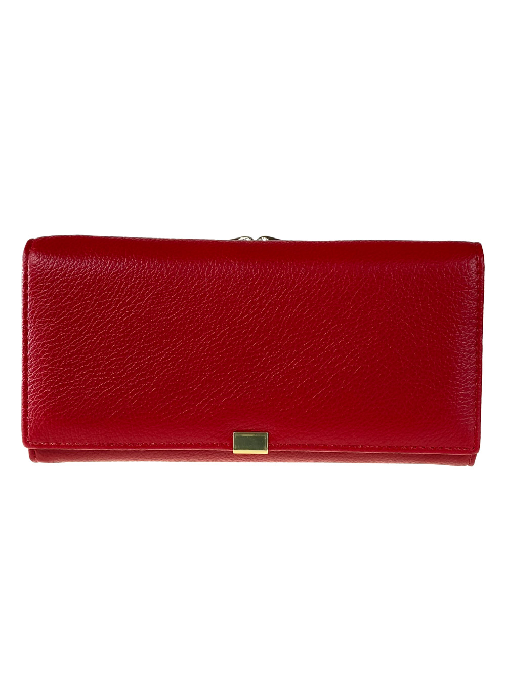 На фото 1 - Женское полноразмерное портмоне из фактурной натуральной кожи, цвет рубиновый