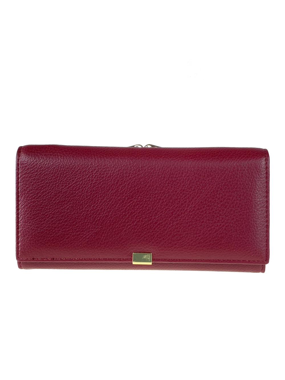 На фото 1 - Женское полноразмерное портмоне из фактурной натуральной кожи, цвет бордовый