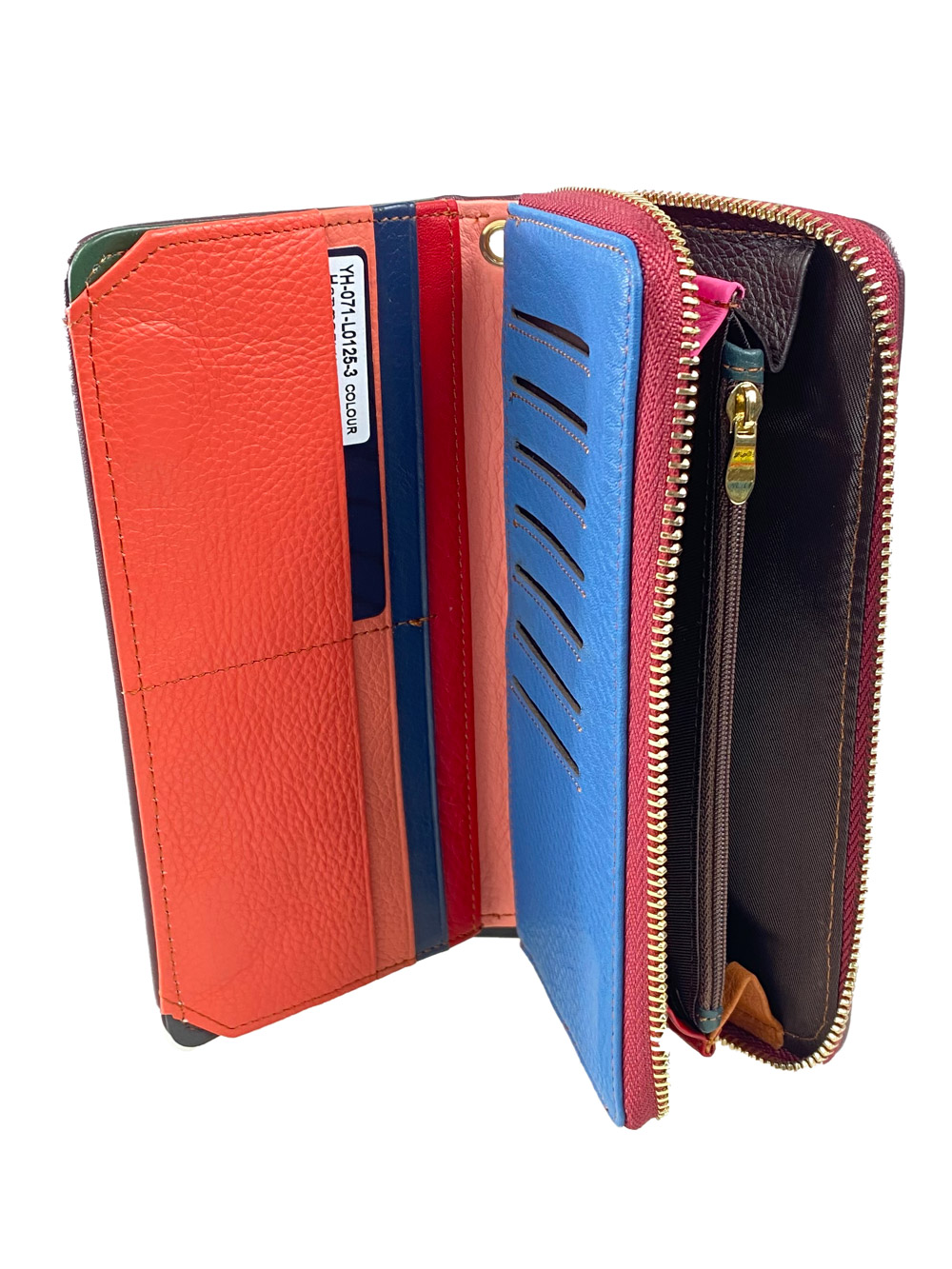На фото 2 - Женский кожаный кошелёк-клатч с геометрическим орнаментом, мультицвет 