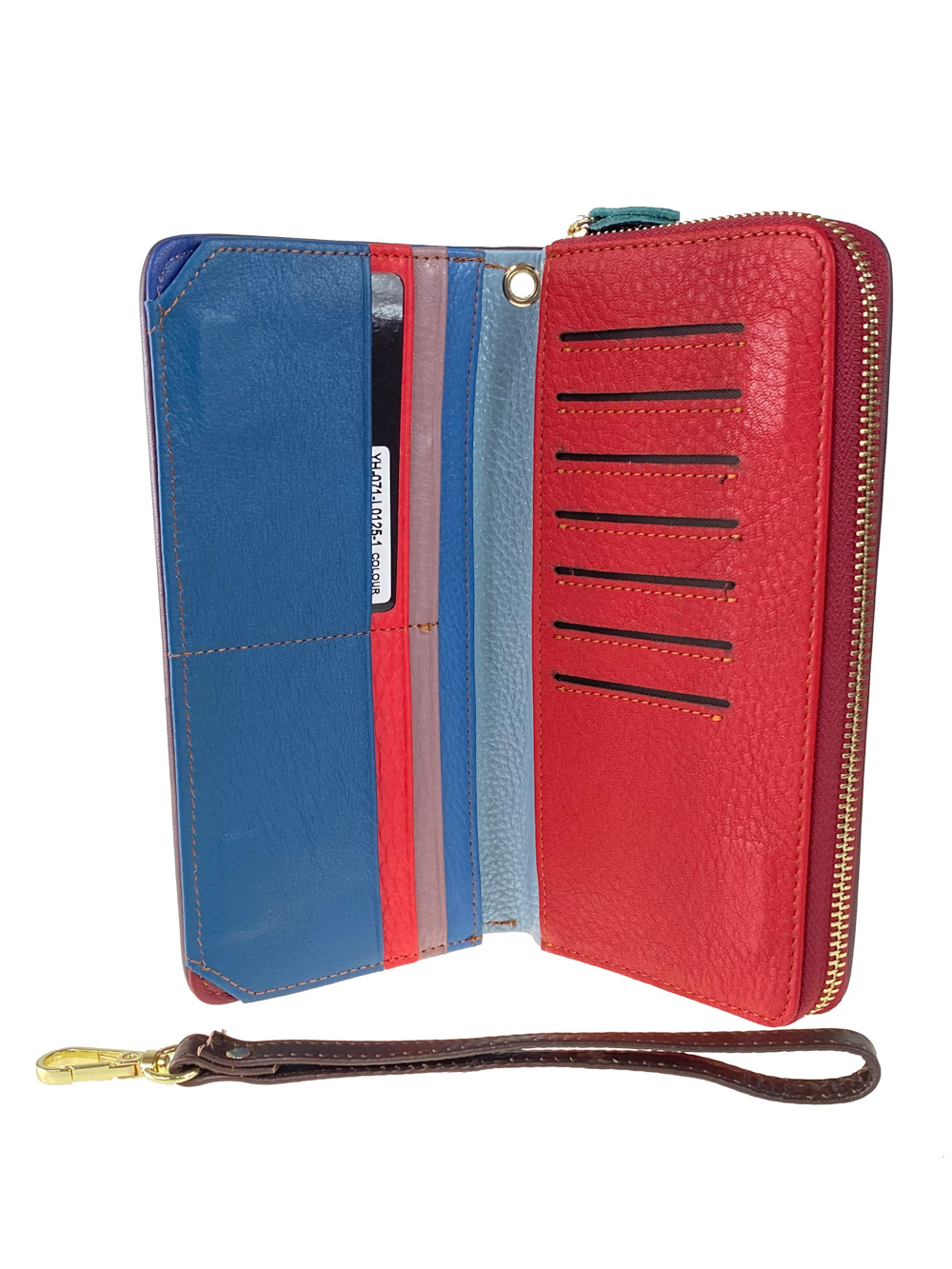 На фото 2 - Женский кошелёк-портмоне из натуральной кожи с орнаментом зигзаг, мультицвет