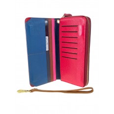 На фото 2 - Разноцветный кошелёк-портмоне из натуральной кожи с орнаментом