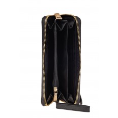 На фото 2 - Дамский стильный кошелек-клатч из натуральной кожи, цвет черный