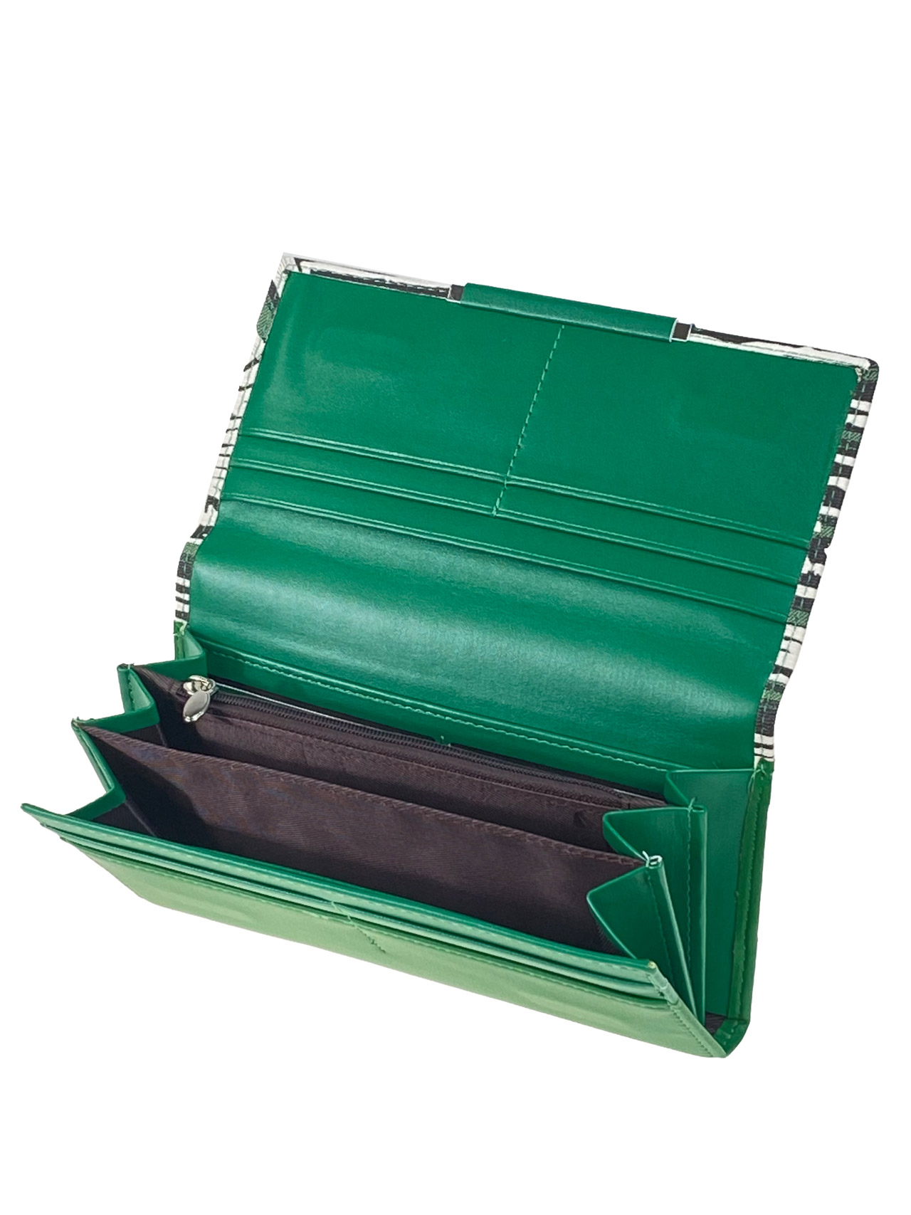 На фото 2 - Женское портмоне из искусственной кожи, цвет зеленый