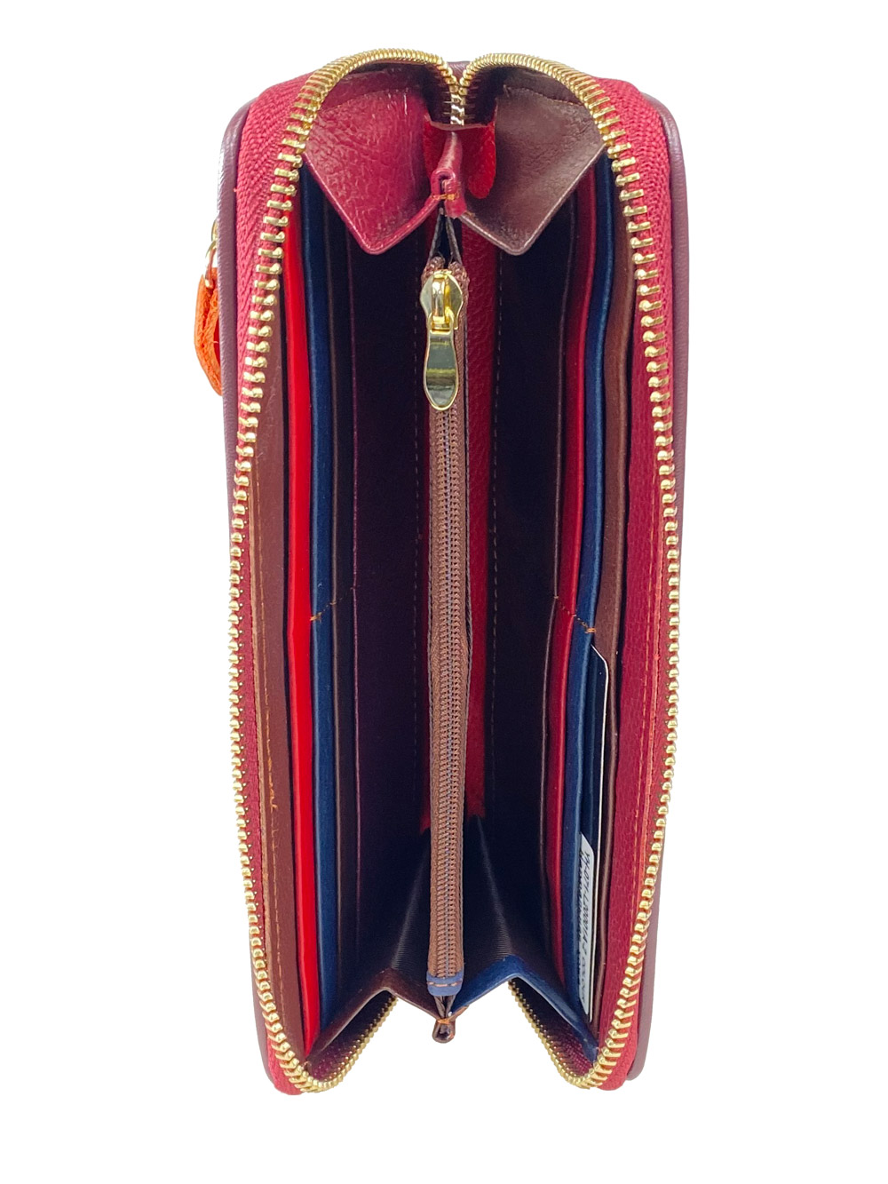 На фото 2 - Женское портмоне из натуральной кожи с геометрическим орнаментом, мультицвет 