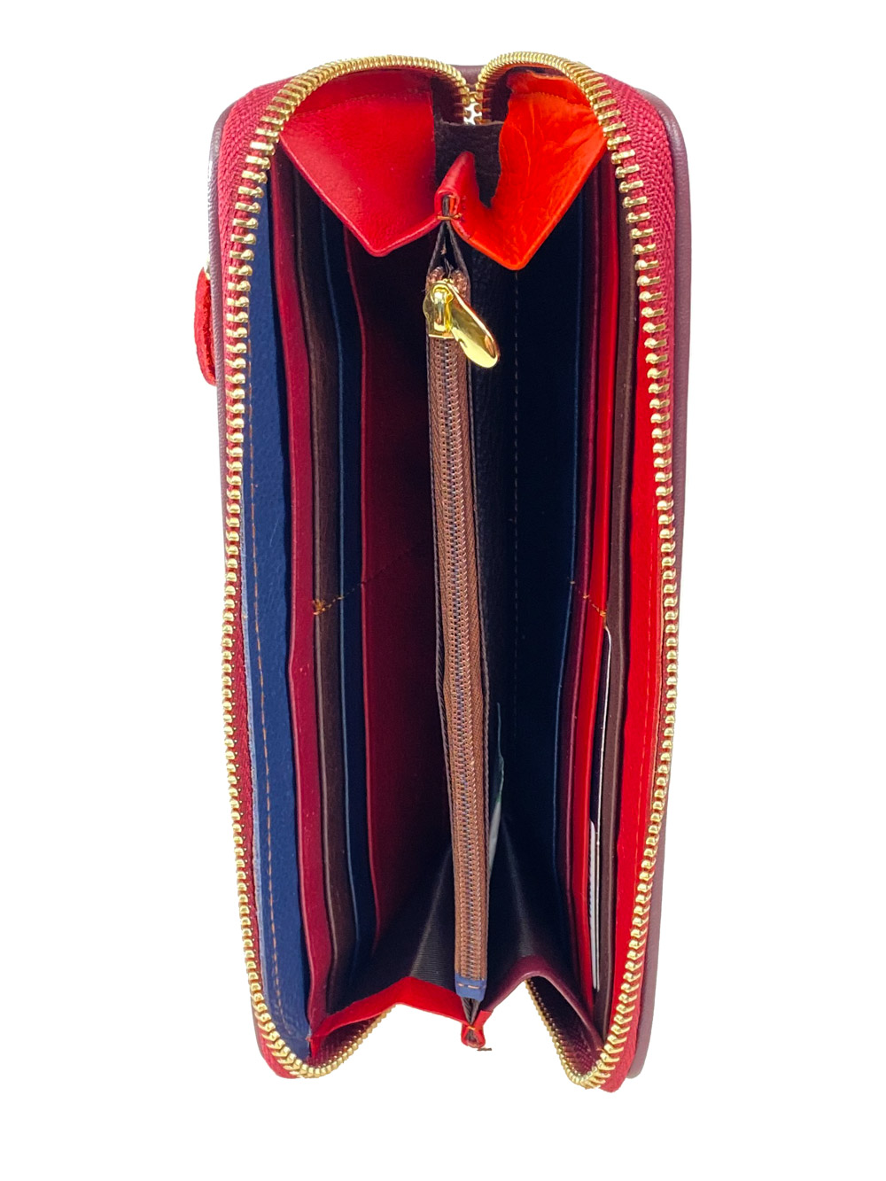 На фото 2 - Женское портмоне из натуральной кожи в полоску, мультицвет