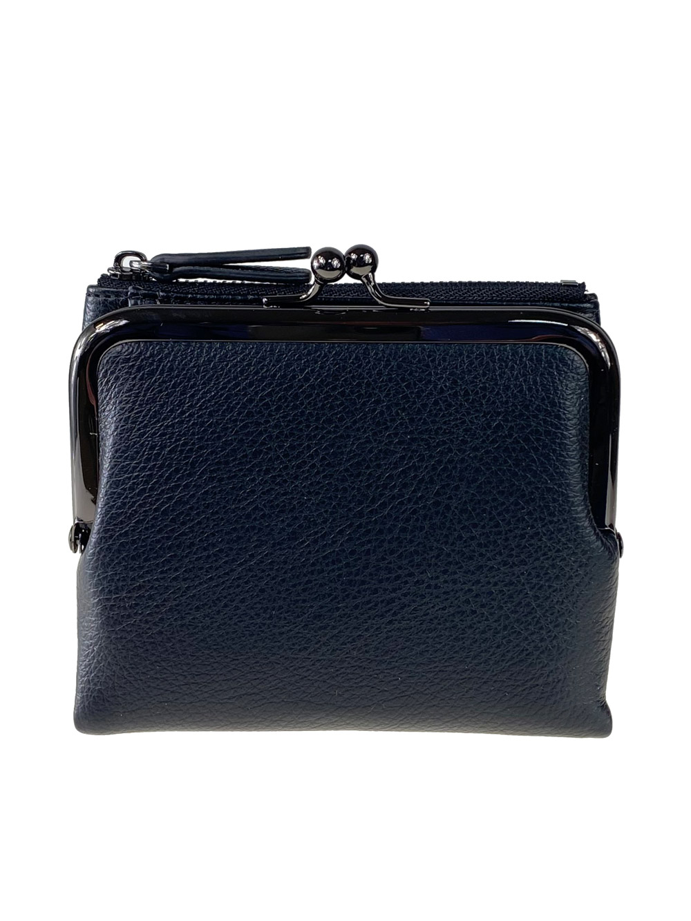 На фото 1 - Кожаный женский кошелёк с фермуаром, цвет чёрный