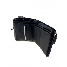 На фото 2 - Кожаный женский кошелёк с фермуаром, цвет чёрный