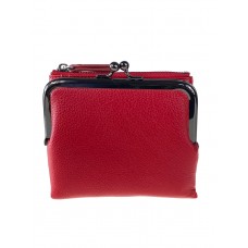 На фото 1 - Кожаный женский кошелёк с фермуаром, цвет красного вина
