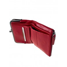 На фото 2 - Кожаный женский кошелёк с фермуаром, цвет красного вина