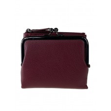 На фото 1 - Кожаный женский кошелёк с фермуаром, цвет бордовый