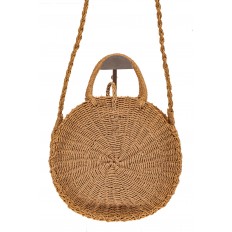 На фото 2 - Пляжная круглая плетеная сумка из джута, цвет крафт