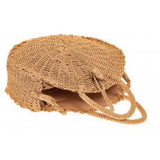 На фото 3 - Пляжная круглая плетеная сумка из джута, цвет крафт