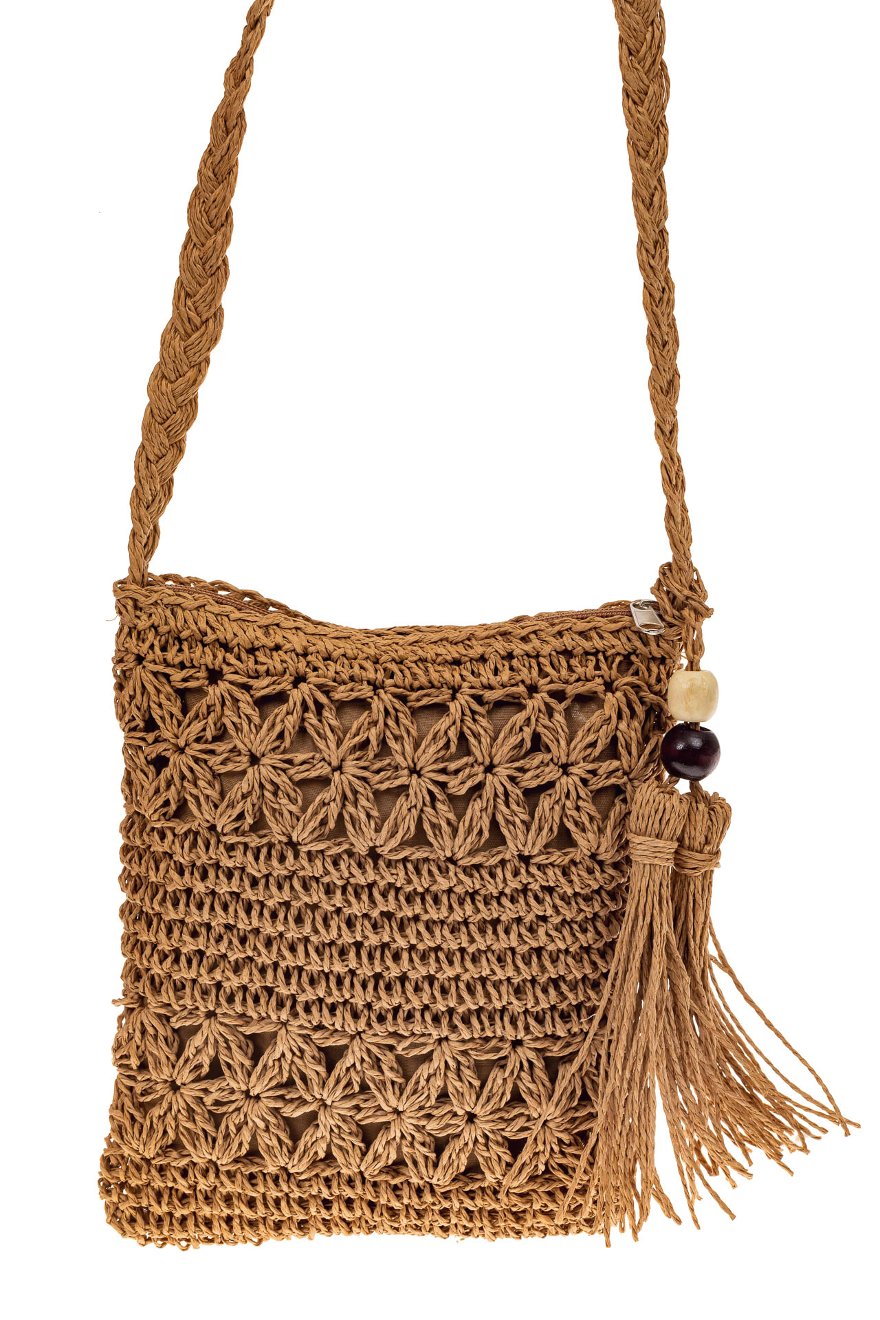 На фото 2 - Плетеная сумочка из мягкого джута, цвет крафт