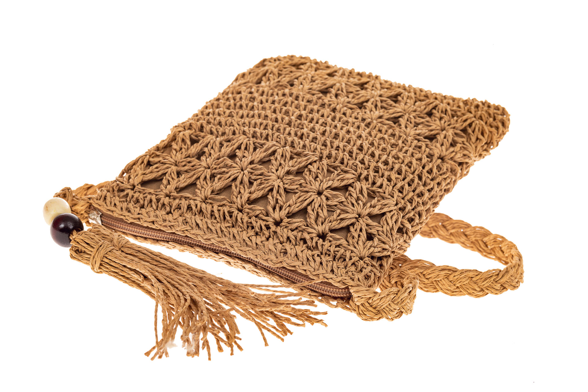 На фото 3 - Плетеная сумочка из мягкого джута, цвет крафт