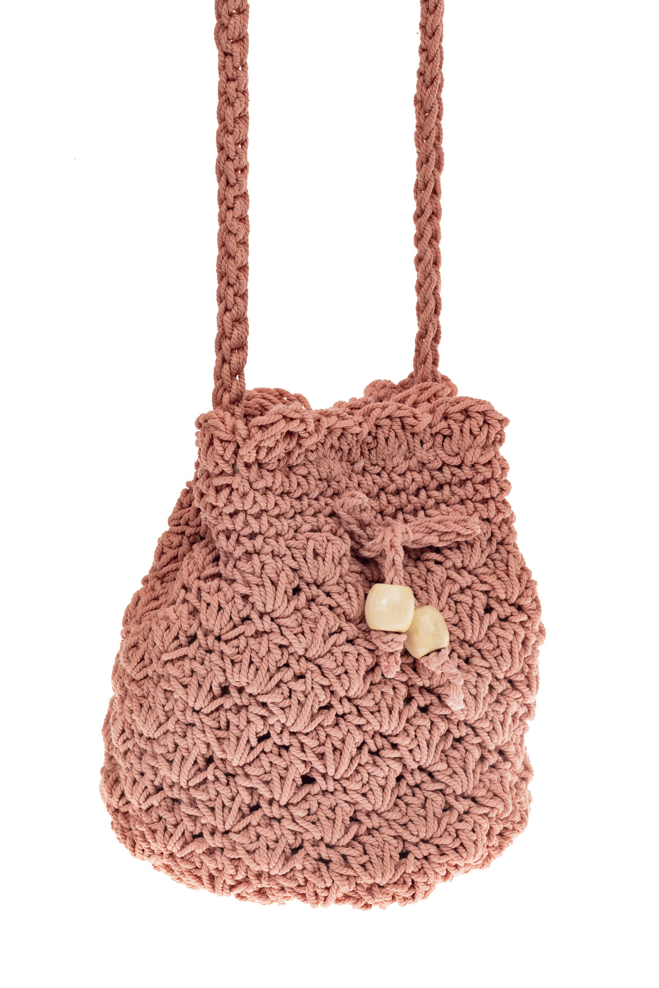 На фото 1 - Плетеная сумочка-торба из джута, цвет розовый