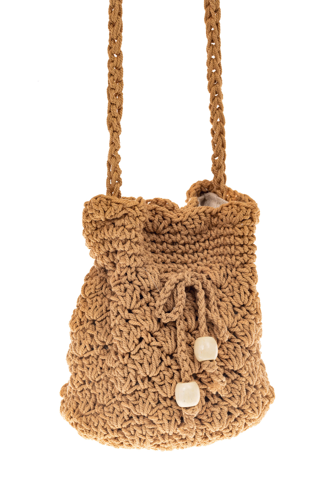 На фото 1 - Плетеная сумочка-торба из джута, цвет крафт