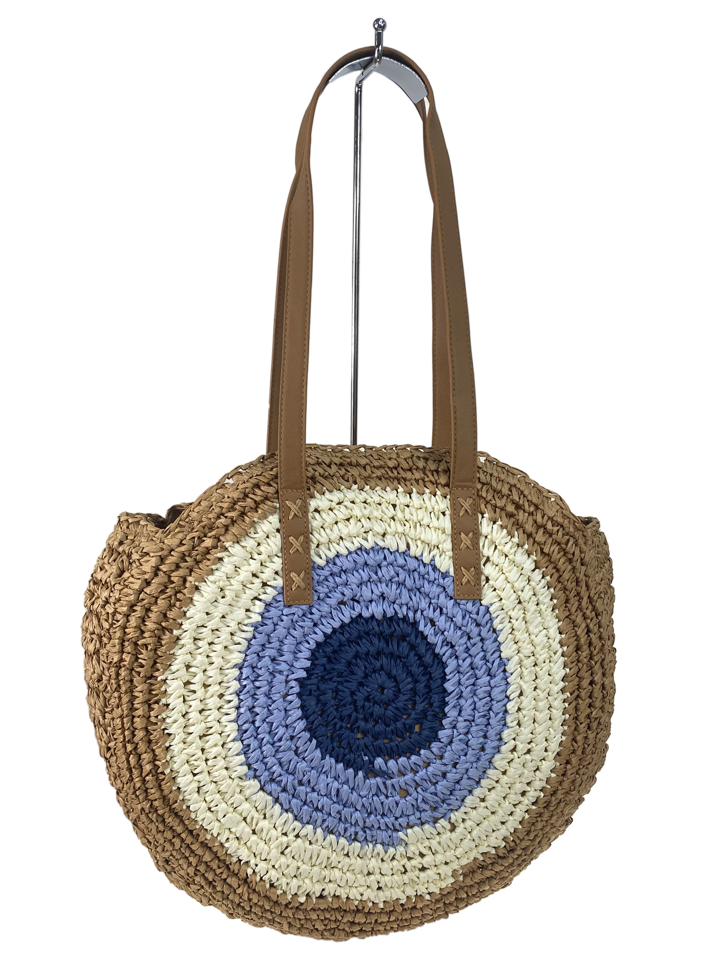 На фото 1 - Женская плетеная сумка из соломы, цвет крафт