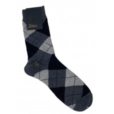 На фото 1 - Хлопковые мужские носки с геометрическим орнаментом, цвет чёрный и серый