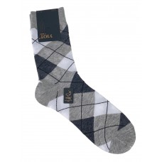 На фото 1 - Хлопковые мужские носки с геометрическим орнаментом, цвет серый с белым