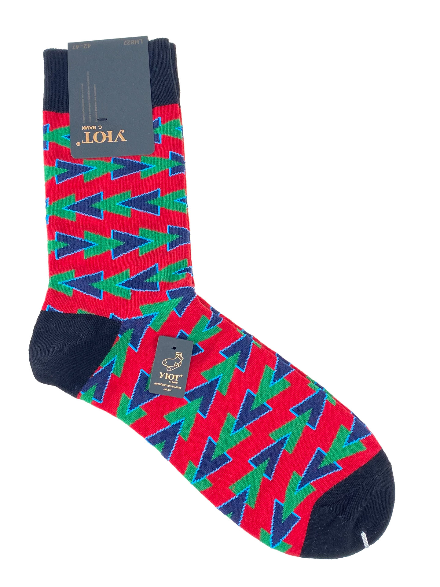 На фото 1 - Антибактериальные мужские носки с принтом, цвет красный с чёрным