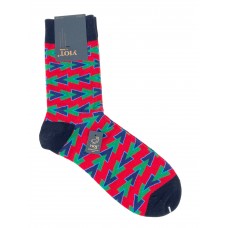 На фото 1 - Антибактериальные мужские носки с принтом, цвет красный с чёрным